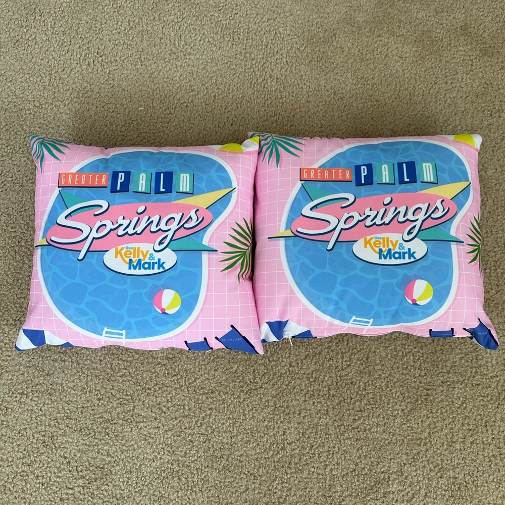 Limited Edition Kelly and Mark Palm Springs Throw Pillows - Pink/Blue, Set of 2